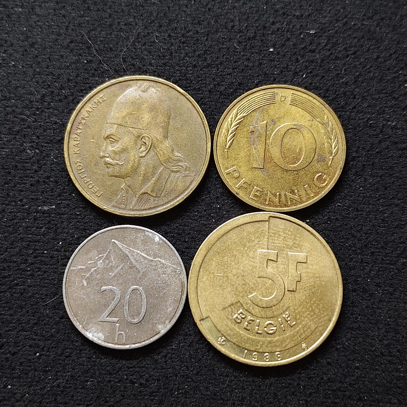 【全场包邮】纯粹捡漏拍480场（免费代拍第17场） 世界各国各年份散币4枚一组-希腊+斯洛伐克+德国+比利时