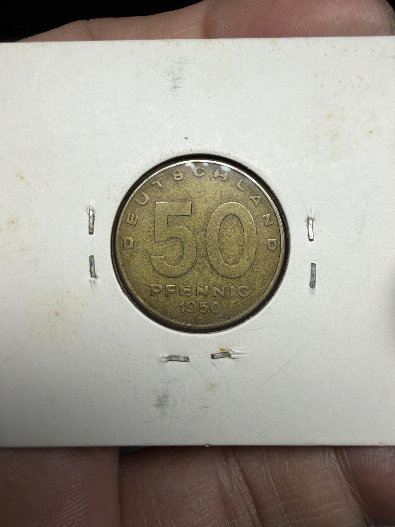 2025年集古藏今外币拍卖第十期-第9场—（总第289拍），可以寄存60天，满160元包邮。 1950年东德50芬尼