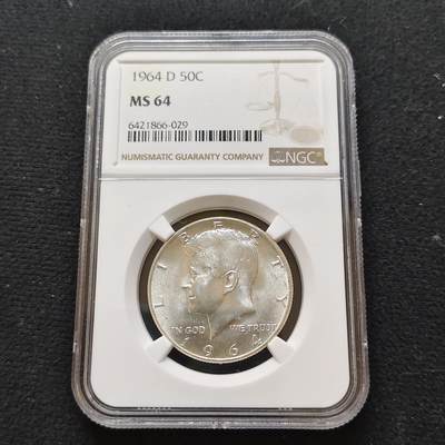 【全场包邮】纯粹捡漏拍481场（免费代拍第18场） - 美国1964年肯尼迪50分独年版高银币-NGC MS64