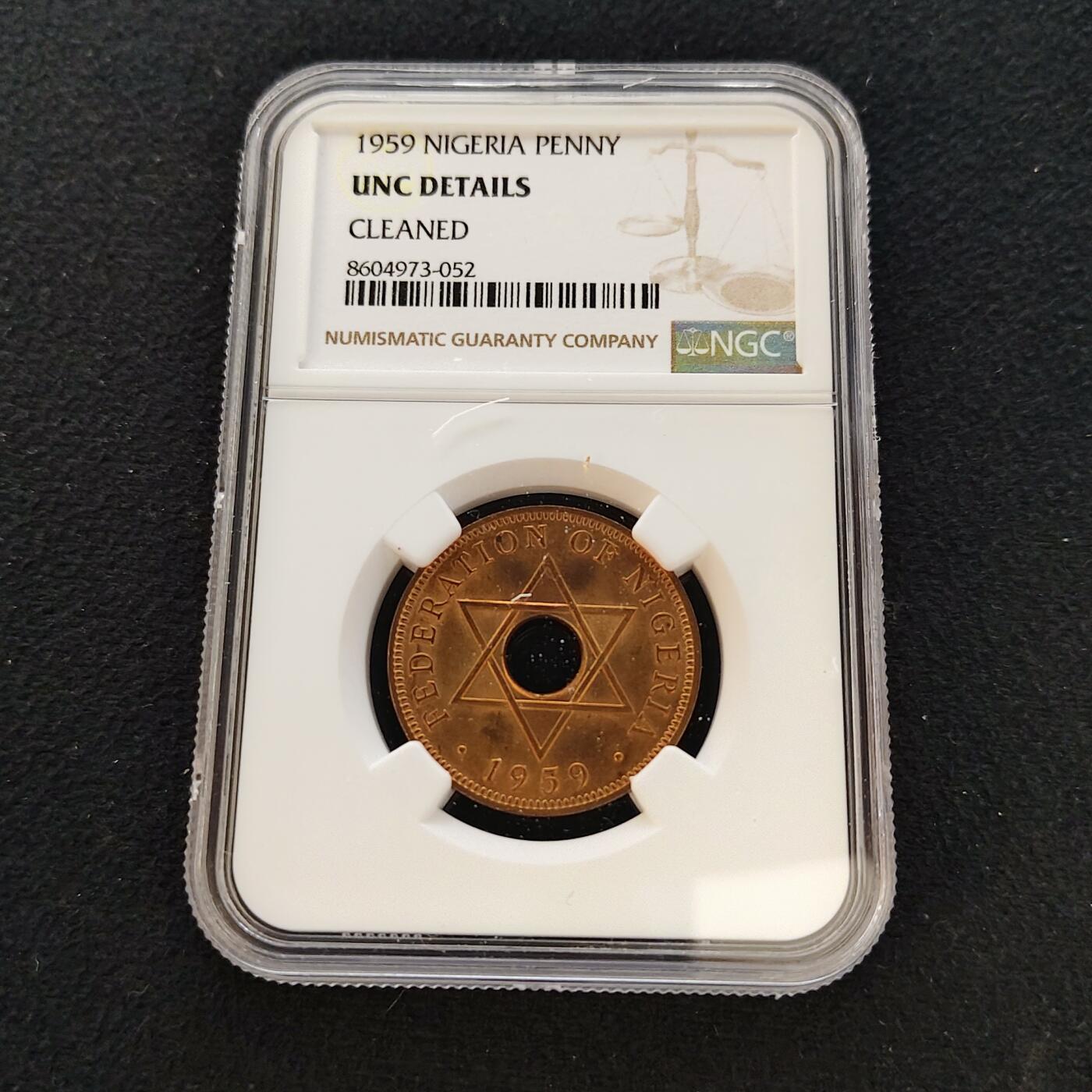 【全场包邮】纯粹捡漏拍481场（免费代拍第18场） 尼日利亚1959年1便士大铜币-NGC UNC DETAILS