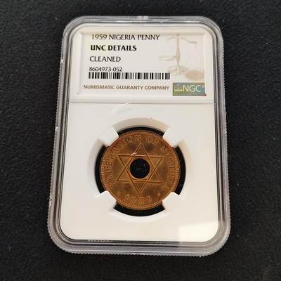 【全场包邮】纯粹捡漏拍481场（免费代拍第18场） - 尼日利亚1959年1便士大铜币-NGC UNC DETAILS
