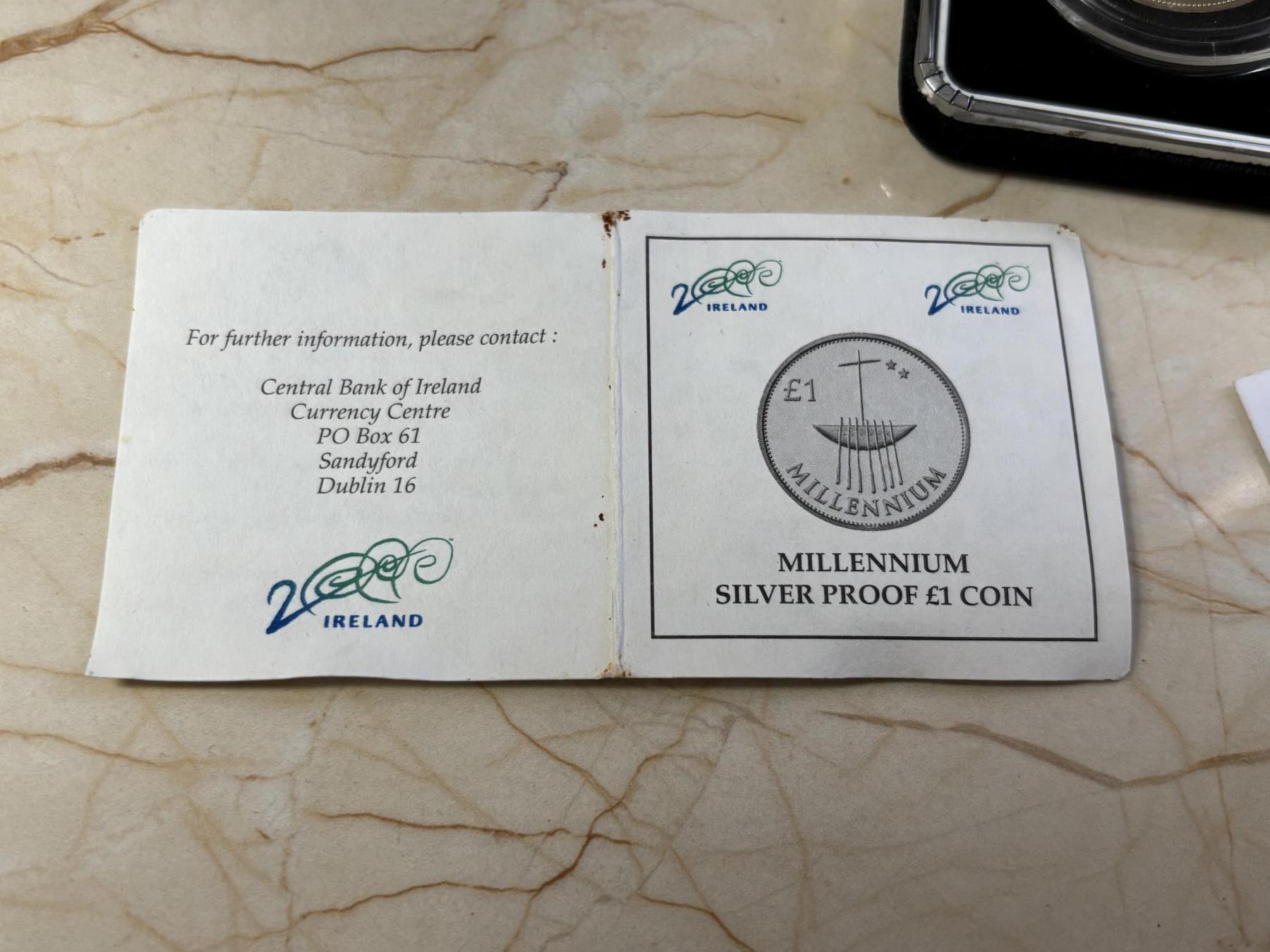 第183期拍卖 爱尔兰2000年千禧年纪念银币带盒证书，有氧化，925银，20克