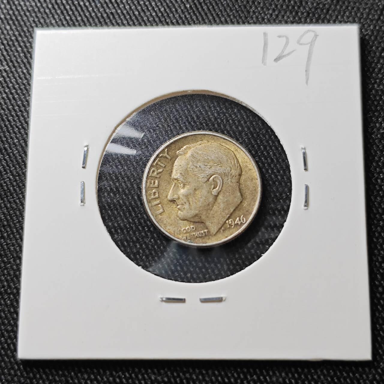 KK钱币收藏小铺 （套币 好品/批量散币 银币）专场  2月预留时间 周末发货   1946美国10分银币 早年份