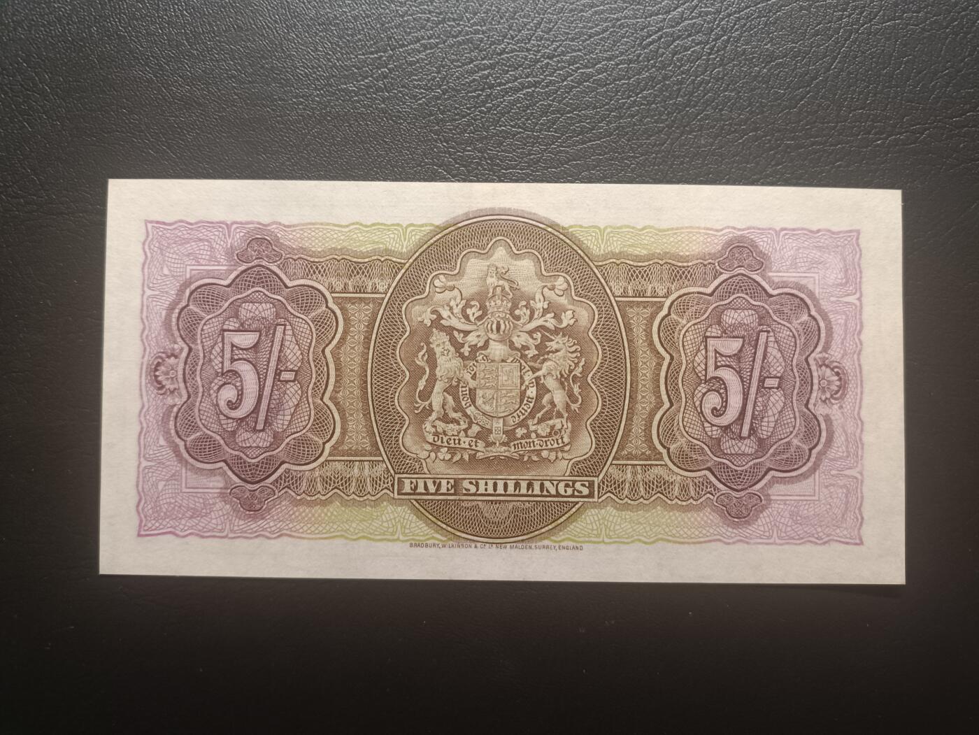 2025十一月第六期，总第204期 英属百慕大1937版5先令AUNC，乔治六世国王和总督府徽章