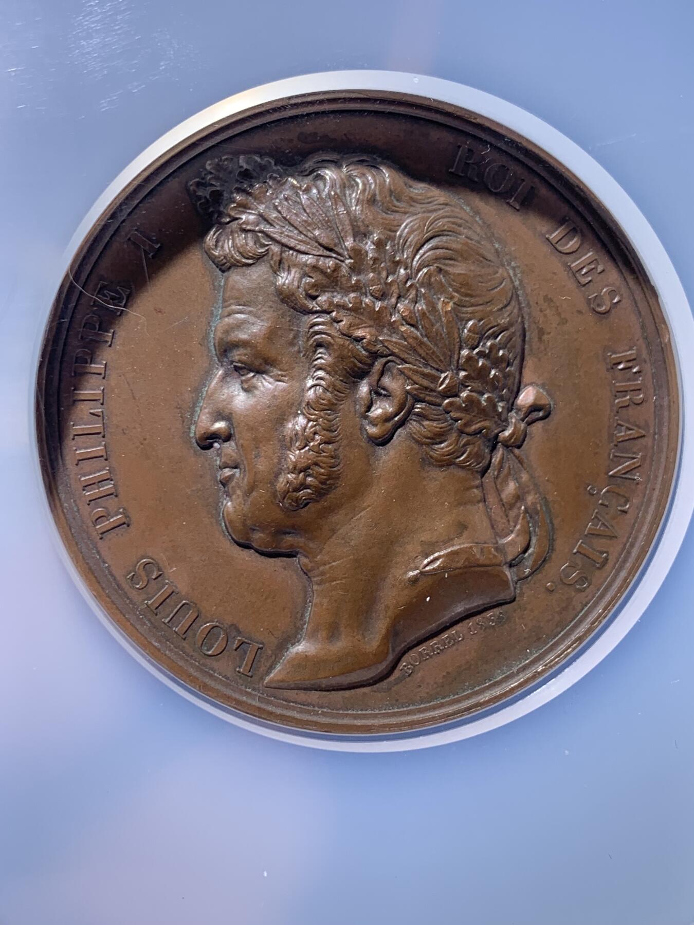 《竞宝斋》第441场 周日，周一，2场连拍 （全场包邮） NGC MS63BN 1838年法国占领君士坦丁纪念大铜章 原铸 加厚加大盒装