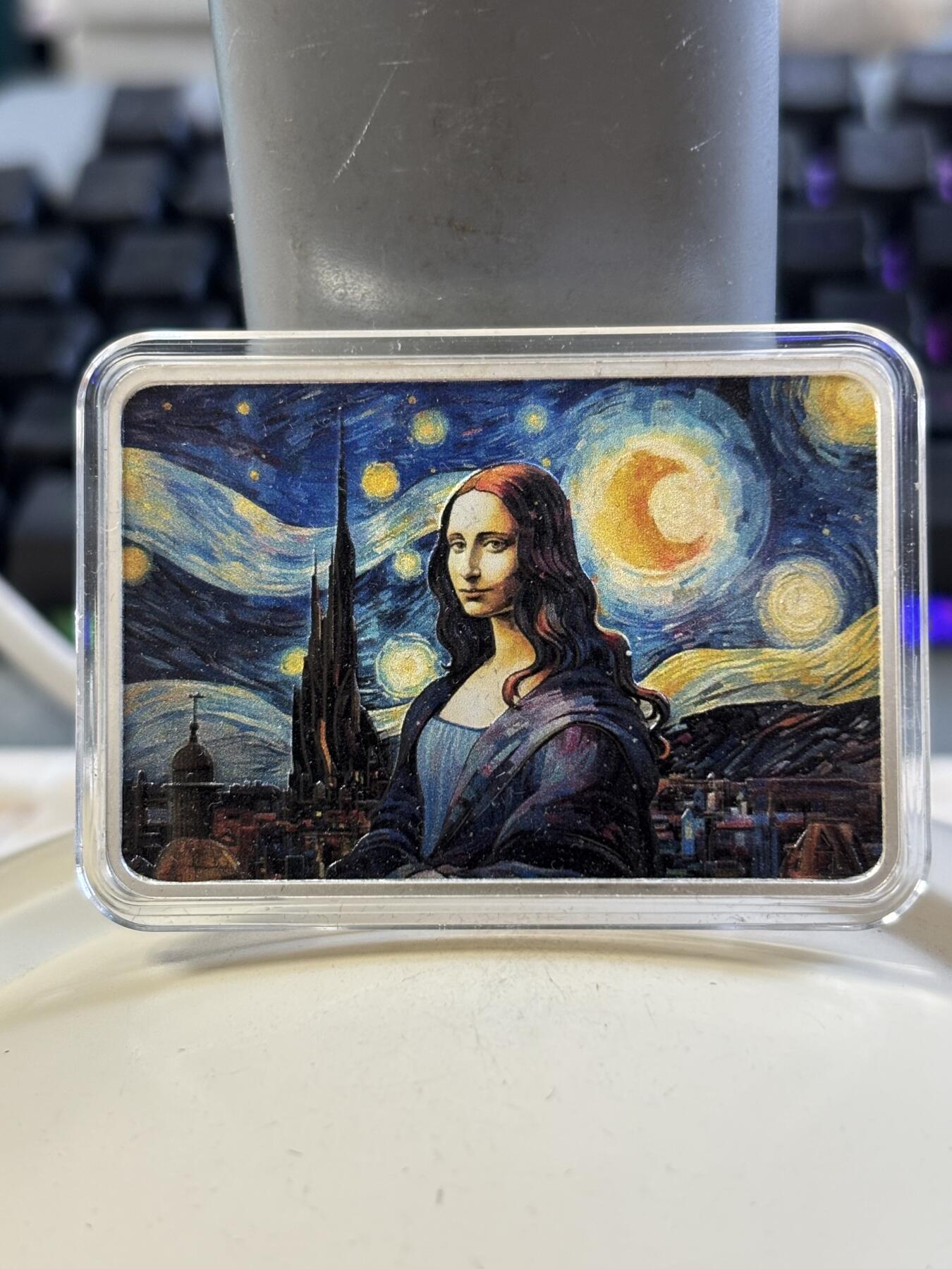 第183期拍卖 斐济2024年星空下的蒙娜丽莎2盎司矩形纪念彩银币，999银，发行300枚，