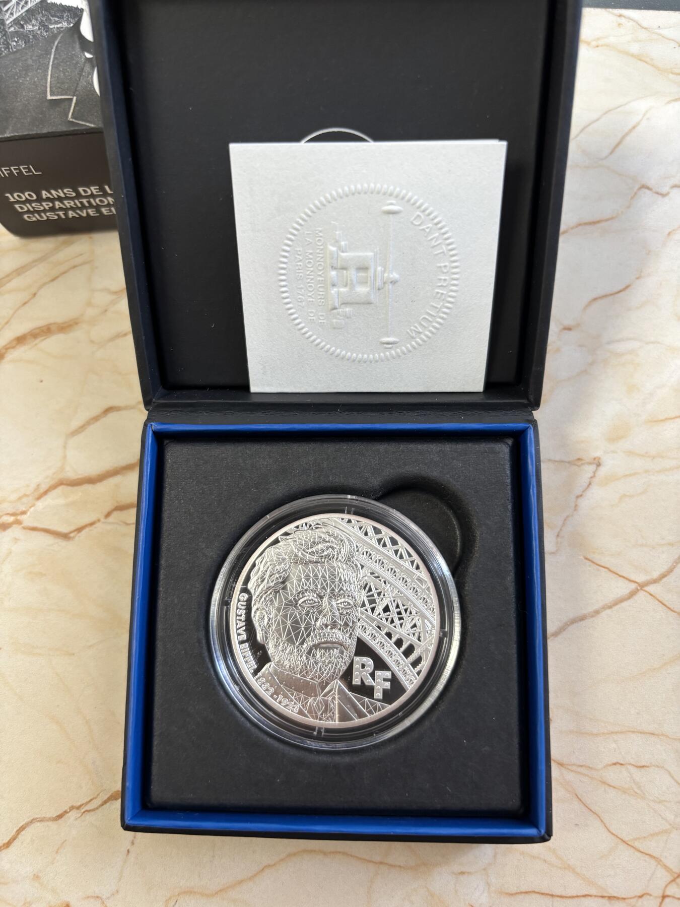 第183期拍卖 法国2023年建筑大师古斯塔夫·埃菲尔逝世纪念银币，999银，22.2克，发行3000枚