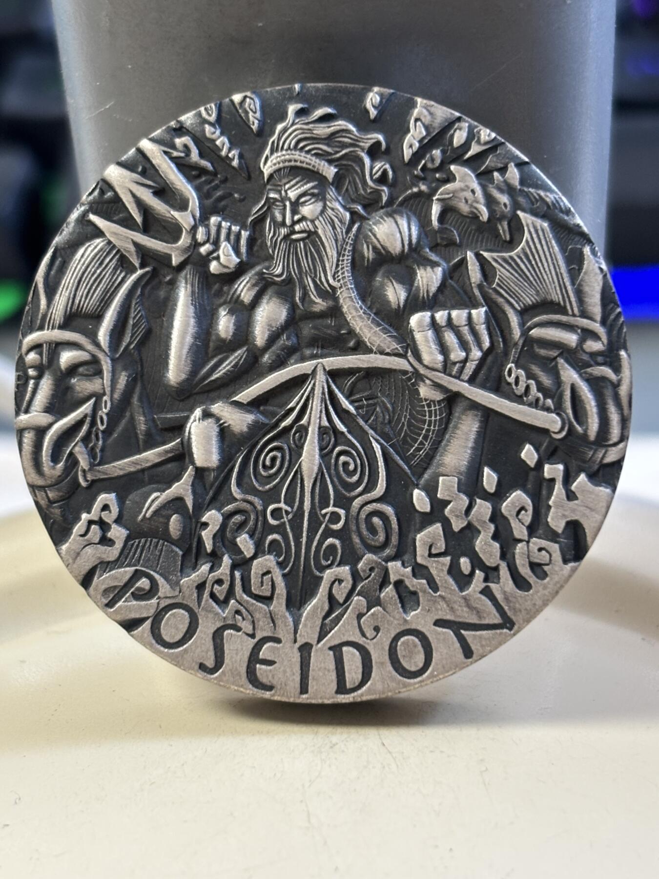 第183期拍卖 图瓦卢2014年奥林匹斯众神2海神波塞冬2盎司纪念银币，999银，发行1500枚