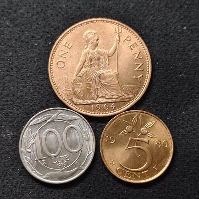 【全场包邮】纯粹捡漏拍480场（免费代拍第17场） - 世界各国各年份散币3枚一组-英国+荷兰+意大利