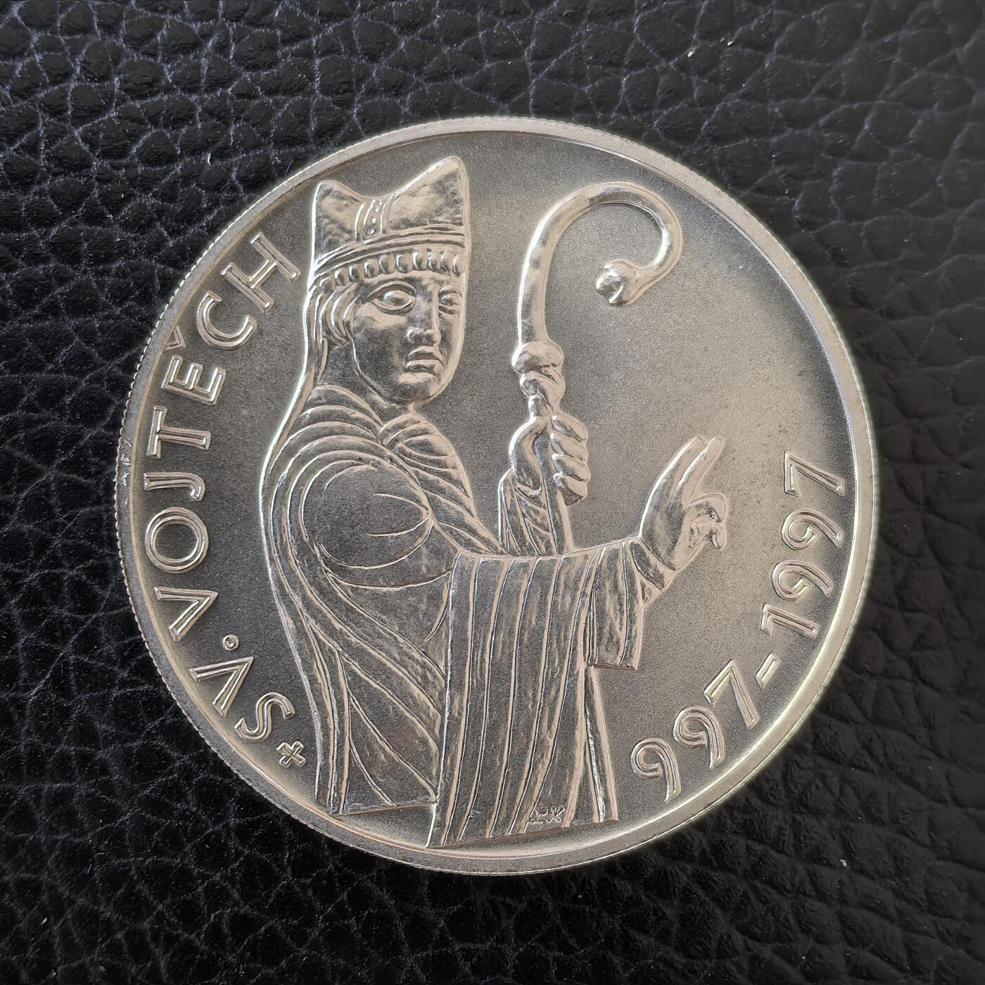 道一币馆币章第一百五十七场 捷克1997年传教士圣沃伊特克诞辰1000年200克朗银币 13g 900s 25500