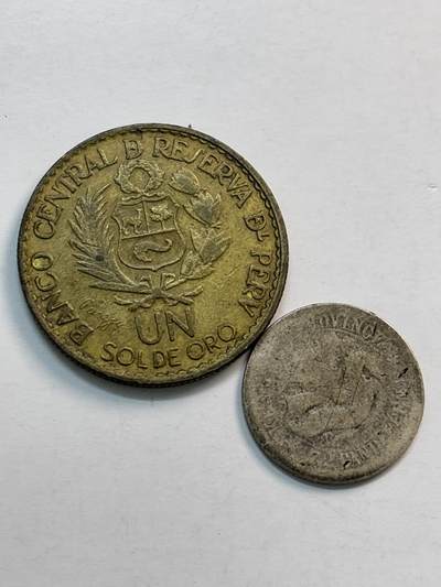 文馨钱币收藏第 282 场，【 长期接收代拍品】，加拿大老铜代用币，银币，德三系列场 - 少见秘鲁 1 索尔，➕光绪元宝小龙毫 2.4 克