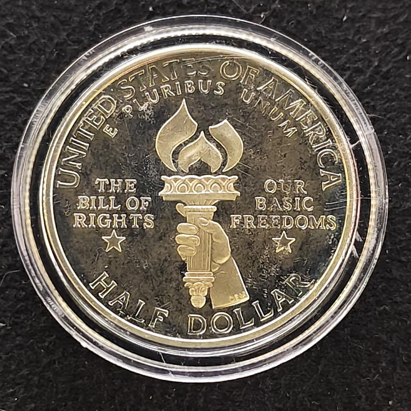 【全场包邮】纯粹捡漏拍480场（免费代拍第17场） 美国1993年半元麦迪逊和权利法案精制纪念银币