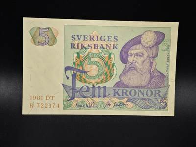 【淘币小摊】实时拍第八百零六拍   纸币场   满百包邮可预留二周 每周一统一发货   - 瑞典5克朗纸币