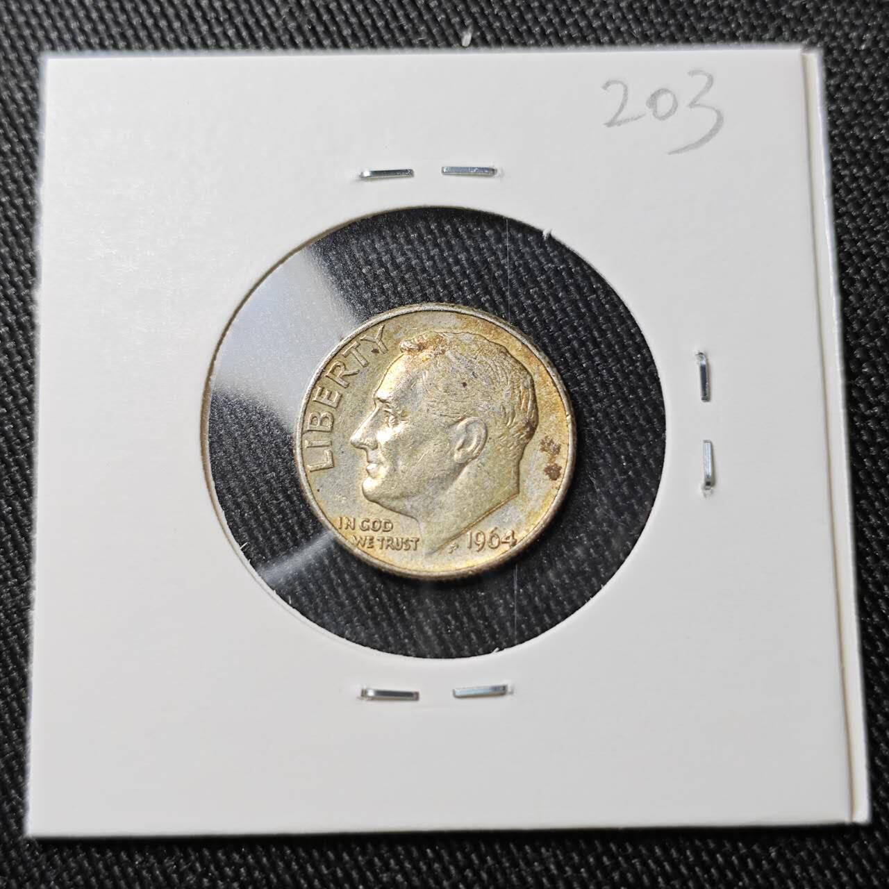 KK钱币收藏小铺 （套币 好品/批量散币 银币）专场  2月预留时间 周末发货   1964美国10分银币