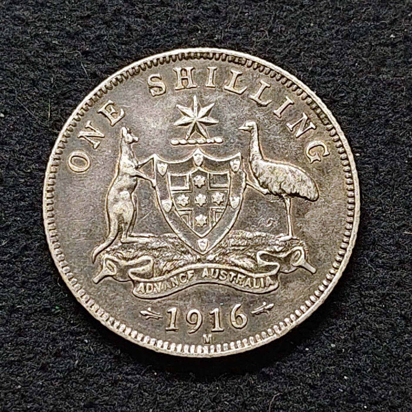 【全场包邮】纯粹捡漏拍480场（免费代拍第17场） 澳大利亚1916年乔治五世1先令银币