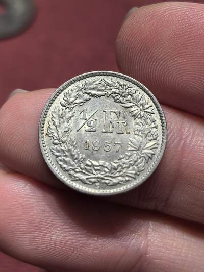 南宋泉阁俄币 外币 国币 专场第十九期 【送拍无额外佣金】 - 瑞士 1957年 1/2瑞士法郎小银币 通货好品