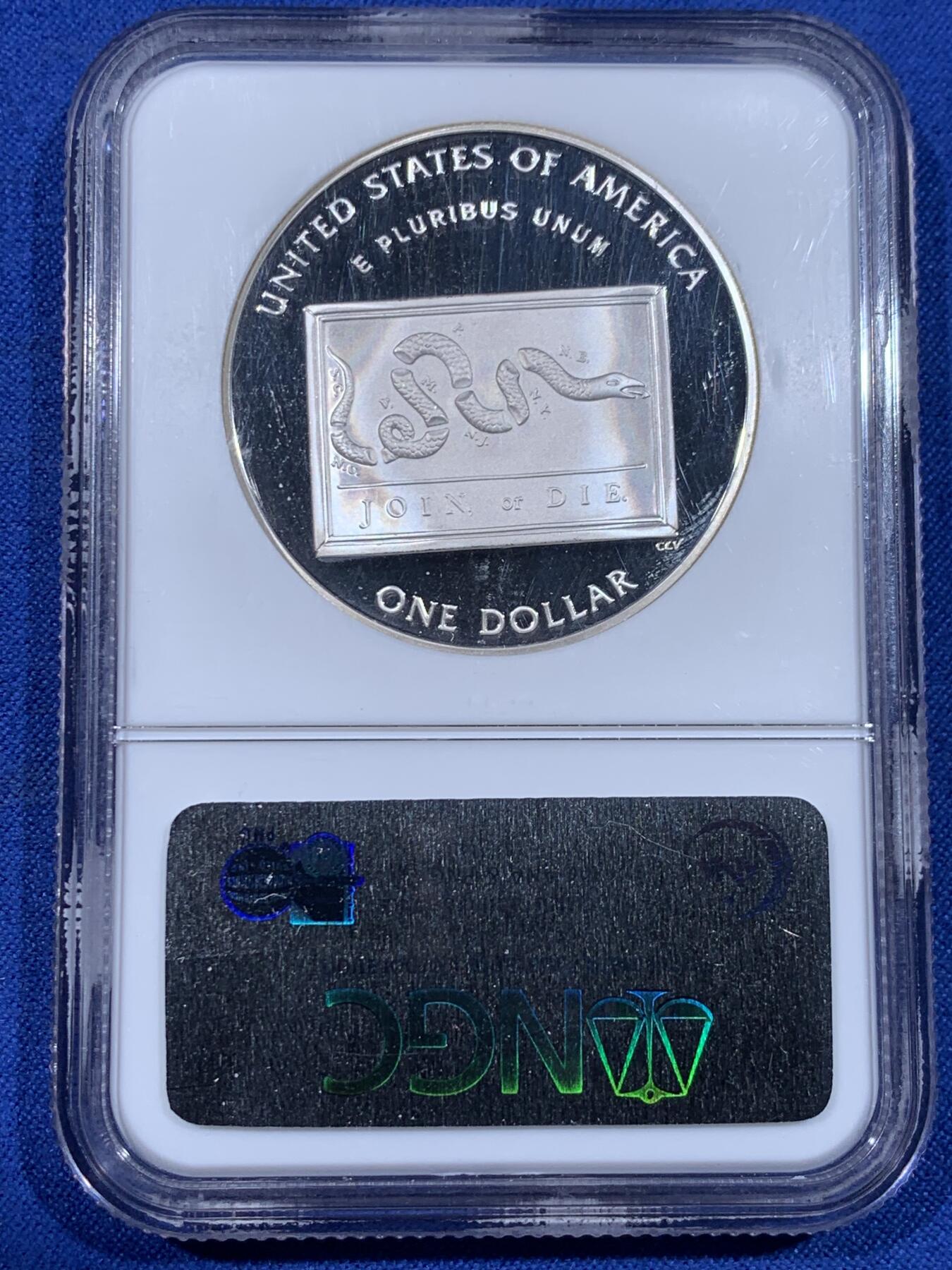 《竞宝斋》第441场 周日，周一，2场连拍 （全场包邮） NGC PF69UC 美国2006年P版科学家富兰克林1美元大银币