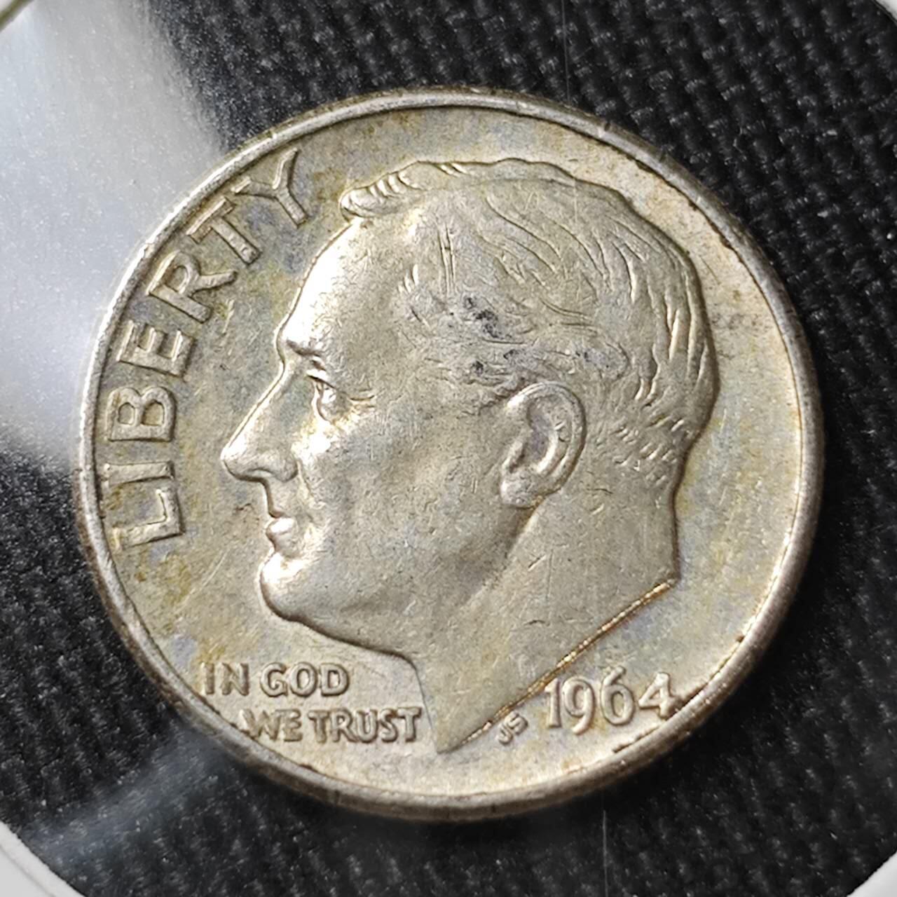 KK钱币收藏小铺 （套币 好品/批量散币 银币）专场  2月预留时间 周末发货   1964美国10分银币