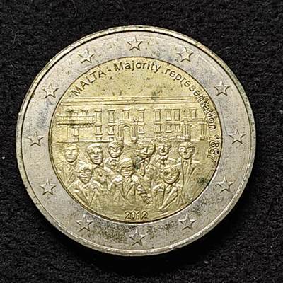 【全场包邮】纯粹捡漏拍480场（免费代拍第17场） - 马耳他2012年2欧元制宪史系列1887年多数表决制双色纪念币