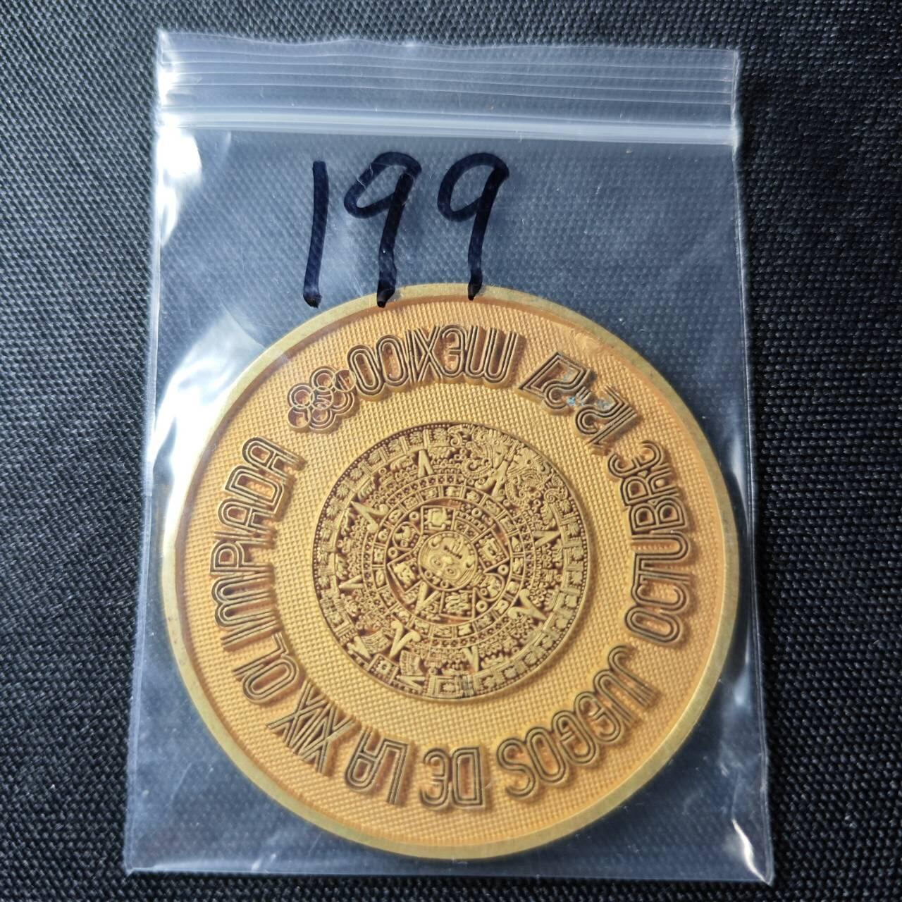 KK钱币收藏小铺 （套币 好品/批量散币 银币）专场  2月预留时间 周末发货  墨西哥奥运纪念章 铝镀金