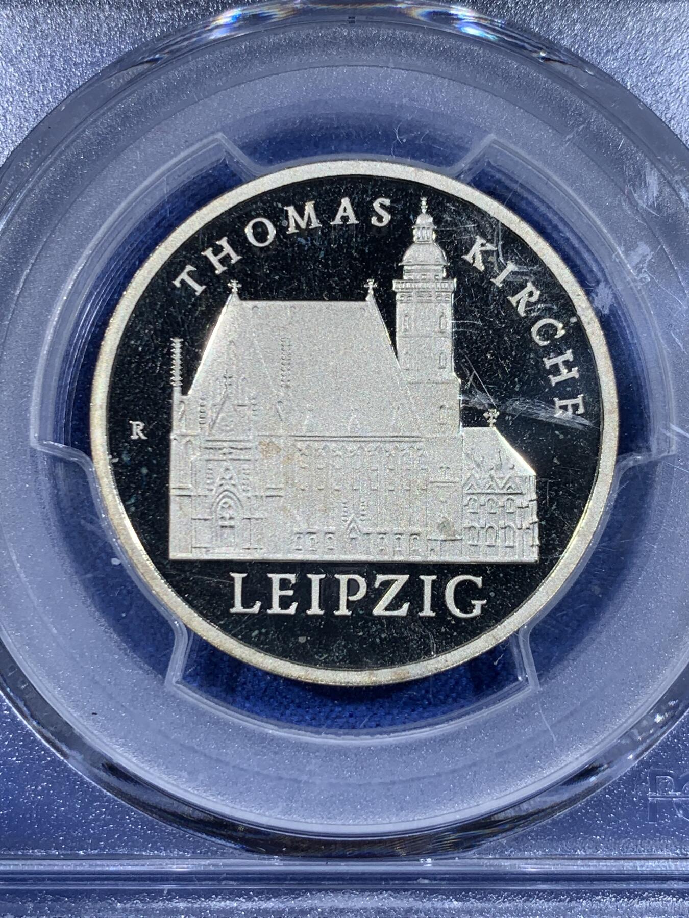 《竞宝斋》第441场 周日，周一，2场连拍 （全场包邮） PCGS PR68DCAM 德国1984年莱比锡托马斯教堂5马克