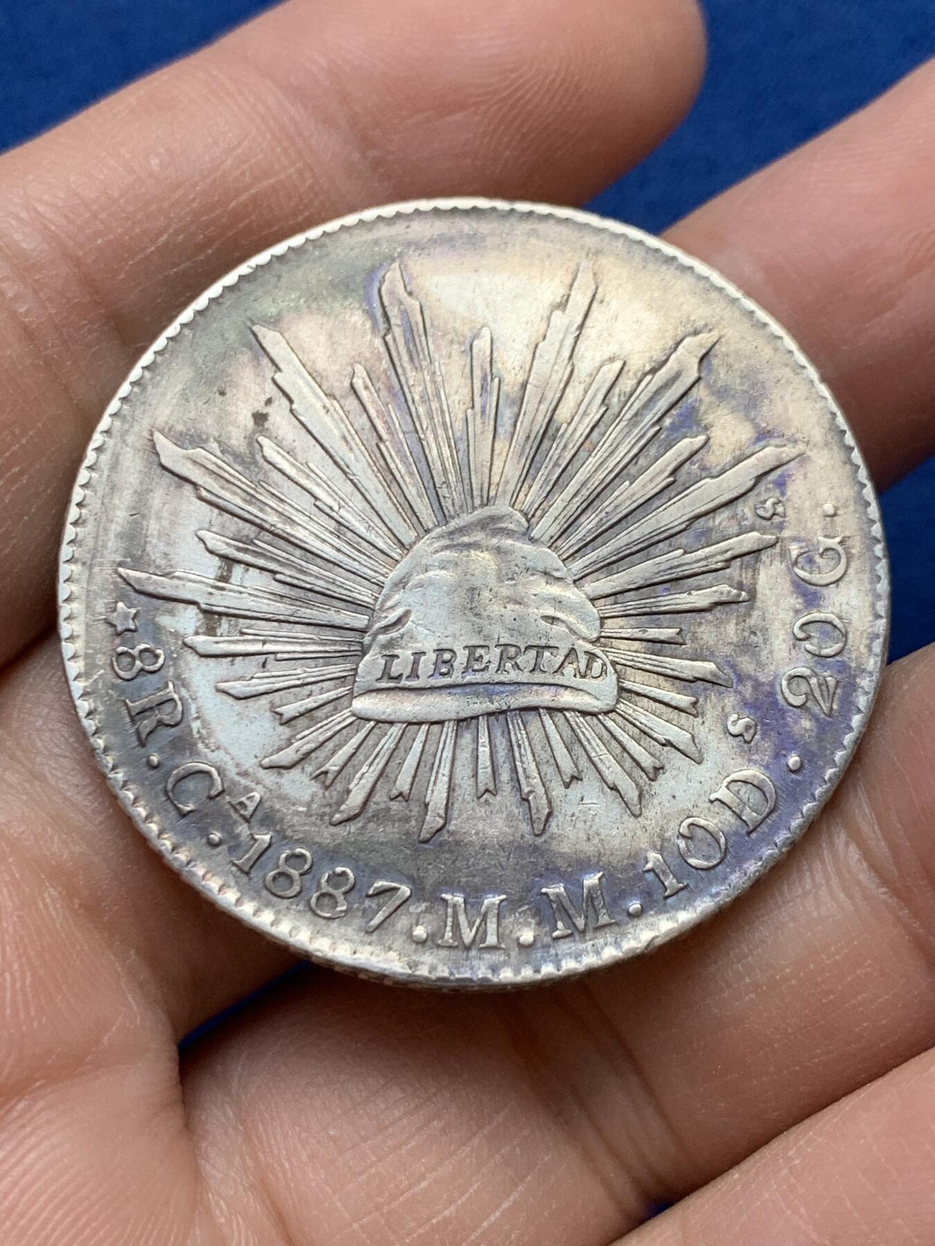 《竞宝斋》第441场 周日，周一，2场连拍 （全场包邮） 墨西哥1887 CA MM版 8R鹰洋银币 细节见图