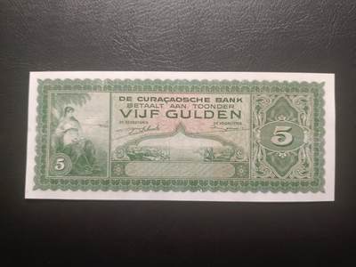 2025十一月第六期，总第204期 - 荷属库拉索1943年5盾流通好品XF，稀有荷属殖民地中高面值品种，库拉索港俯瞰图和女性形象