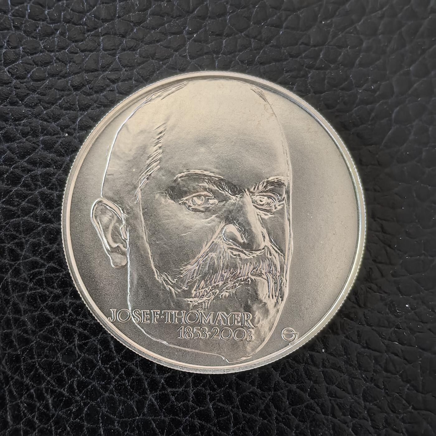 道一币馆币章第一百五十七场 捷克2003年奥地利艺术家约瑟夫 托马耶诞辰150周年200克朗银币  13g 900s 18500