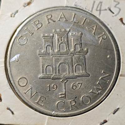 KK钱币收藏小铺 （套币 好品/批量散币 银币）专场  2月预留时间 周末发货 -  1967直布罗陀1克朗形纪念币