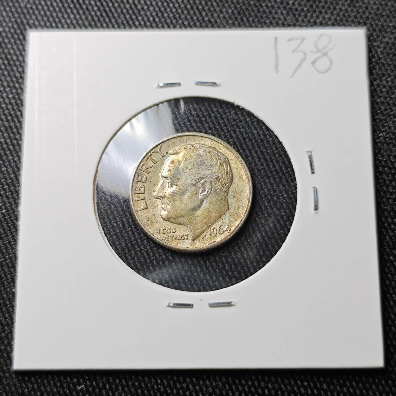 KK钱币收藏小铺 （套币 好品/批量散币 银币）专场  2月预留时间 周末发货   1964美国10分银币