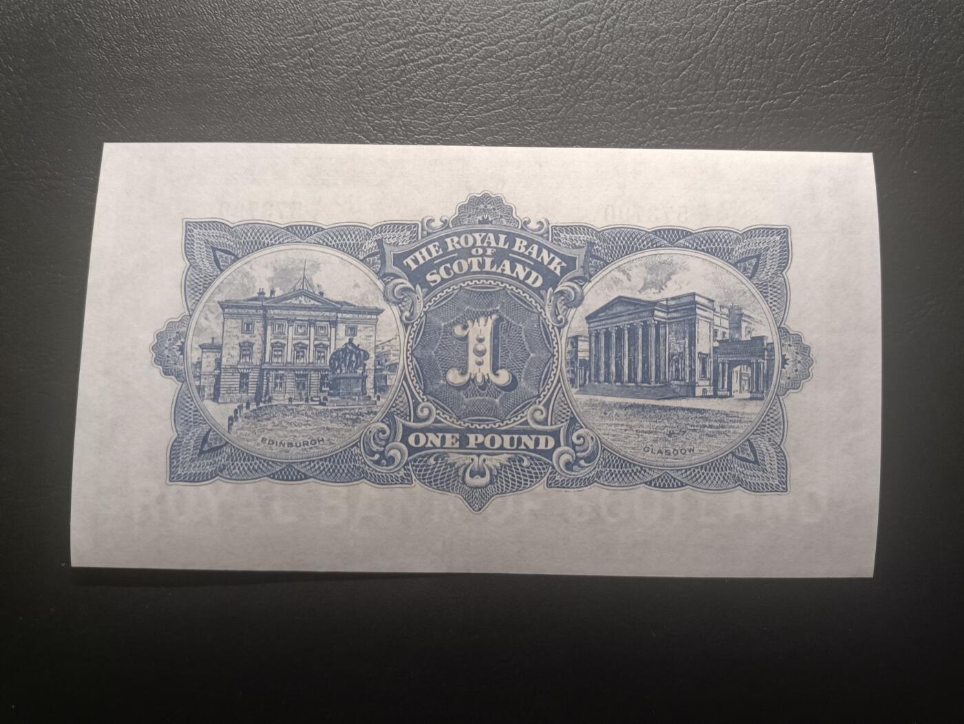 2025十一月第六期，总第204期 苏格兰皇家银行1944年AUNC首冠K/1，不列颠女神和拿花女神/爱丁堡和格拉斯哥的分行，早期少见蓝色墨版本