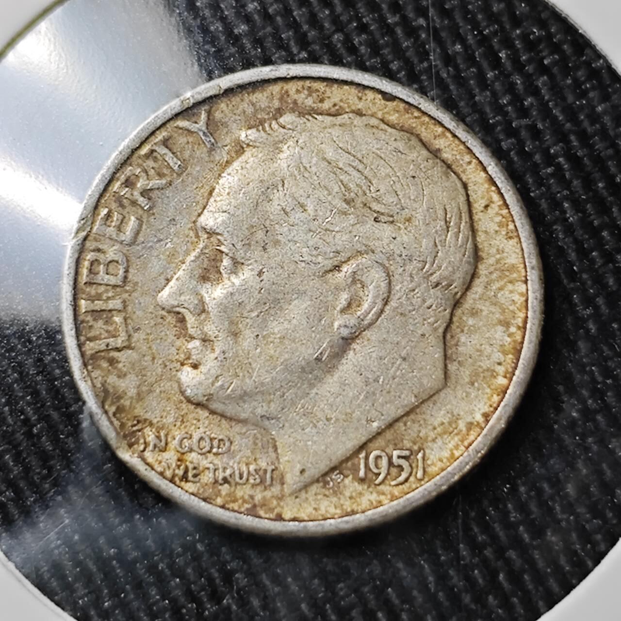 KK钱币收藏小铺 （套币 好品/批量散币 银币）专场  2月预留时间 周末发货   1951美国10分银币