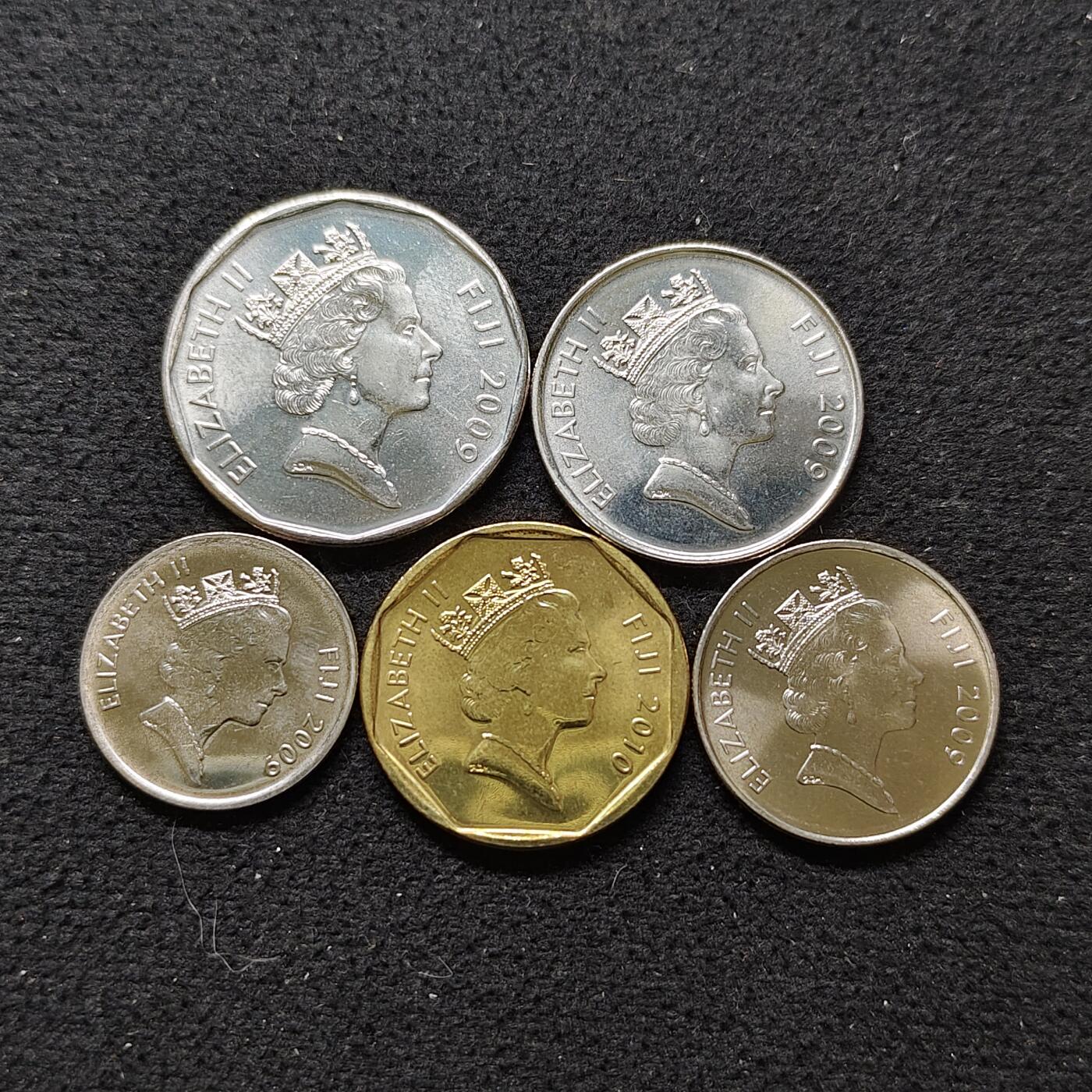 【全场包邮】纯粹捡漏拍480场（免费代拍第17场） 斐济2009-2010年新版5枚套币