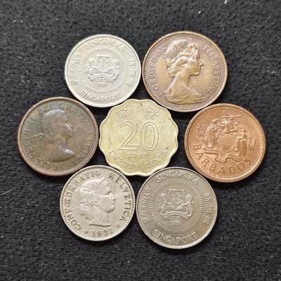 【全场包邮】纯粹捡漏拍480场（免费代拍第17场） - 世界各国各年份散币7枚一组-新加坡+加拿大+香港+英国等