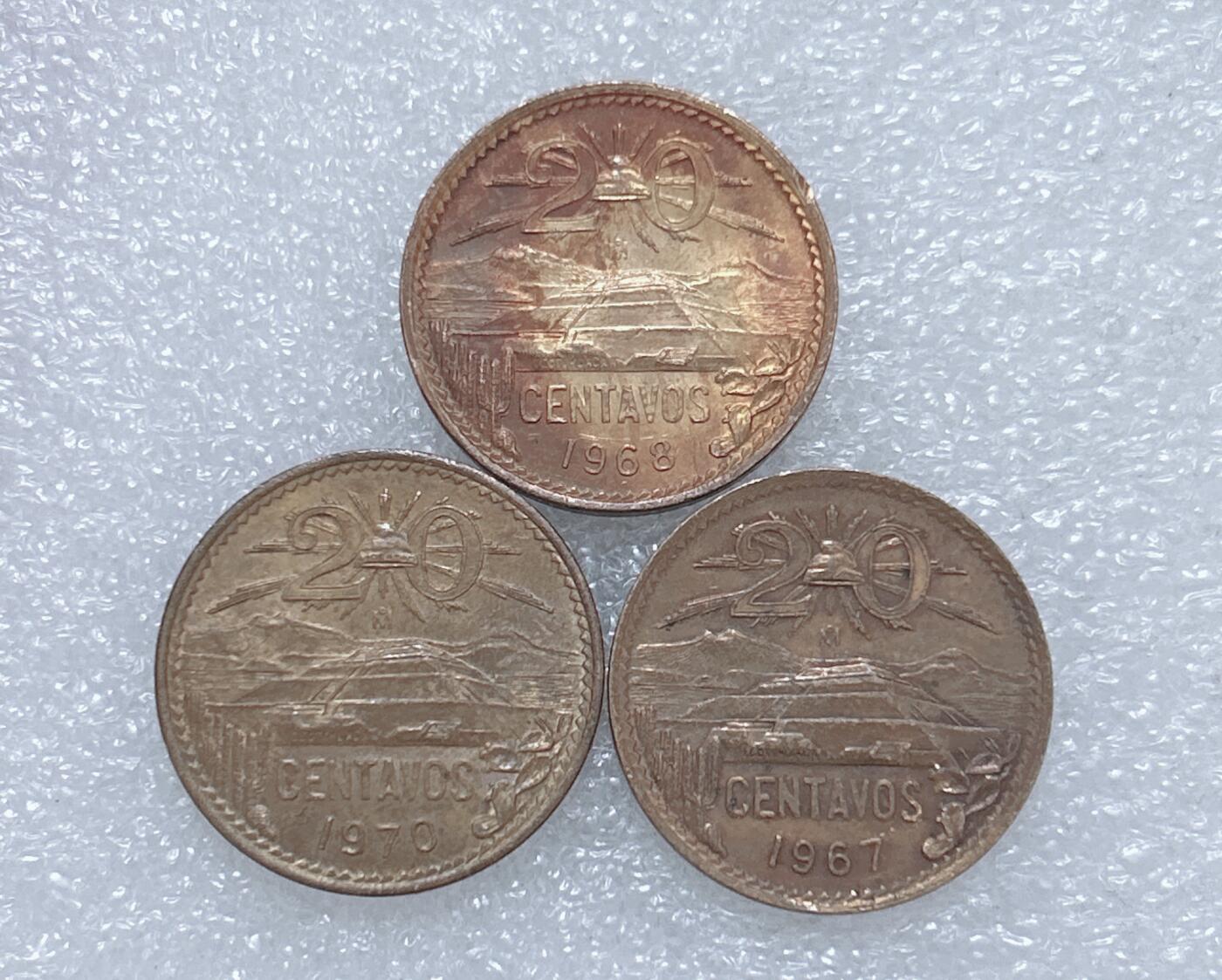 第一海外回流一元起拍收藏 散集专场  第271期 墨西哥20分硬币 3枚 带光好品