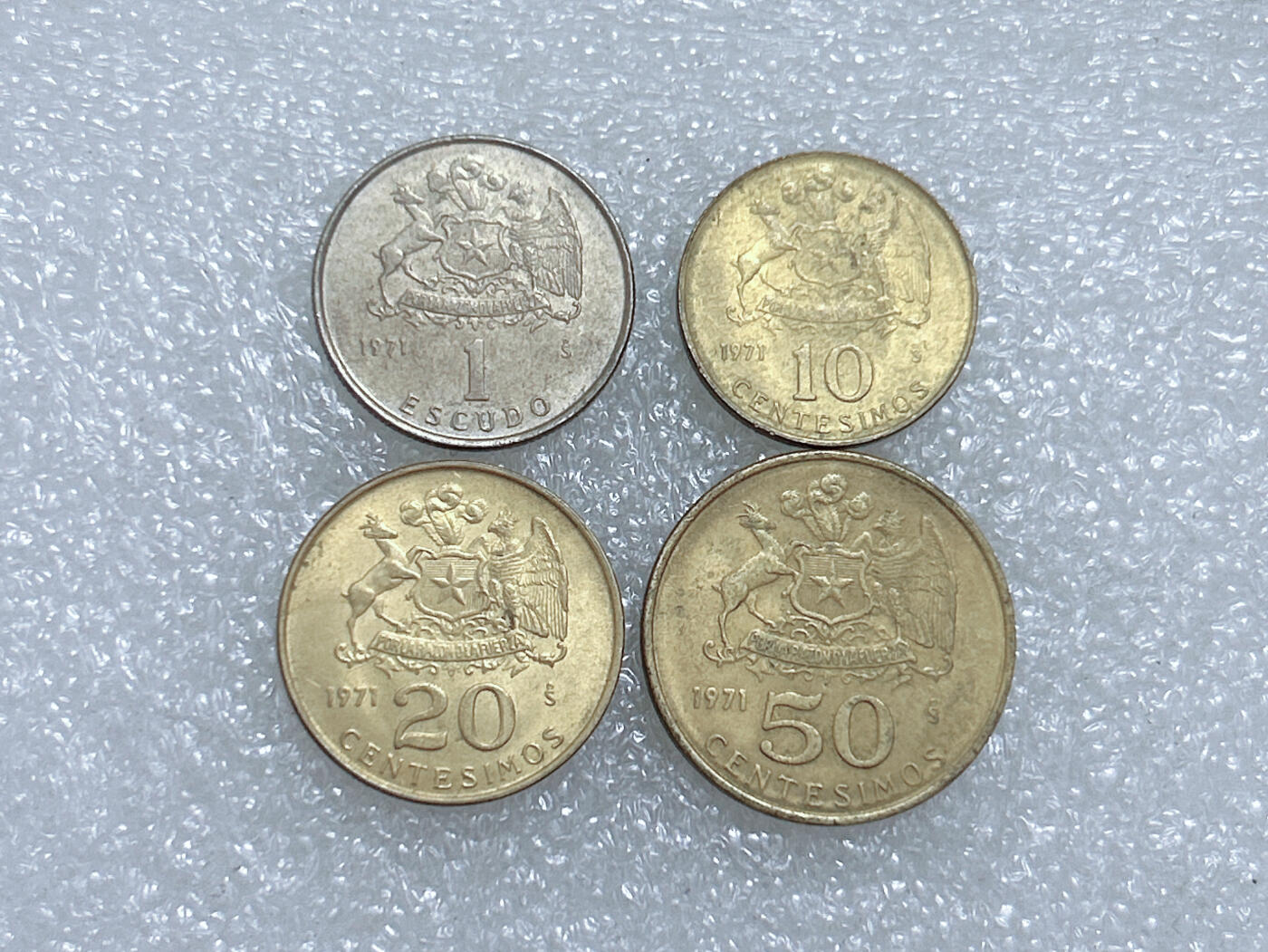 第一海外回流一元起拍收藏 散集专场  第271期 智利1971年硬币 4枚 带光品