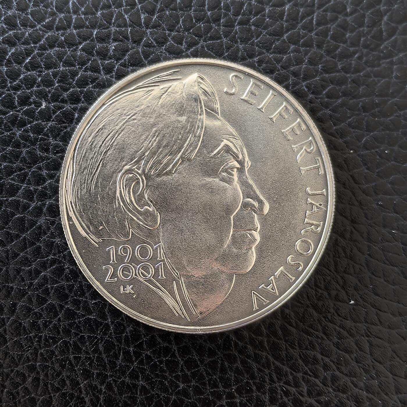 道一币馆币章第一百五十七场 捷克2001年诗人雅罗斯拉夫·塞费尔特诞辰百年200克朗银币 13g 900S 19500