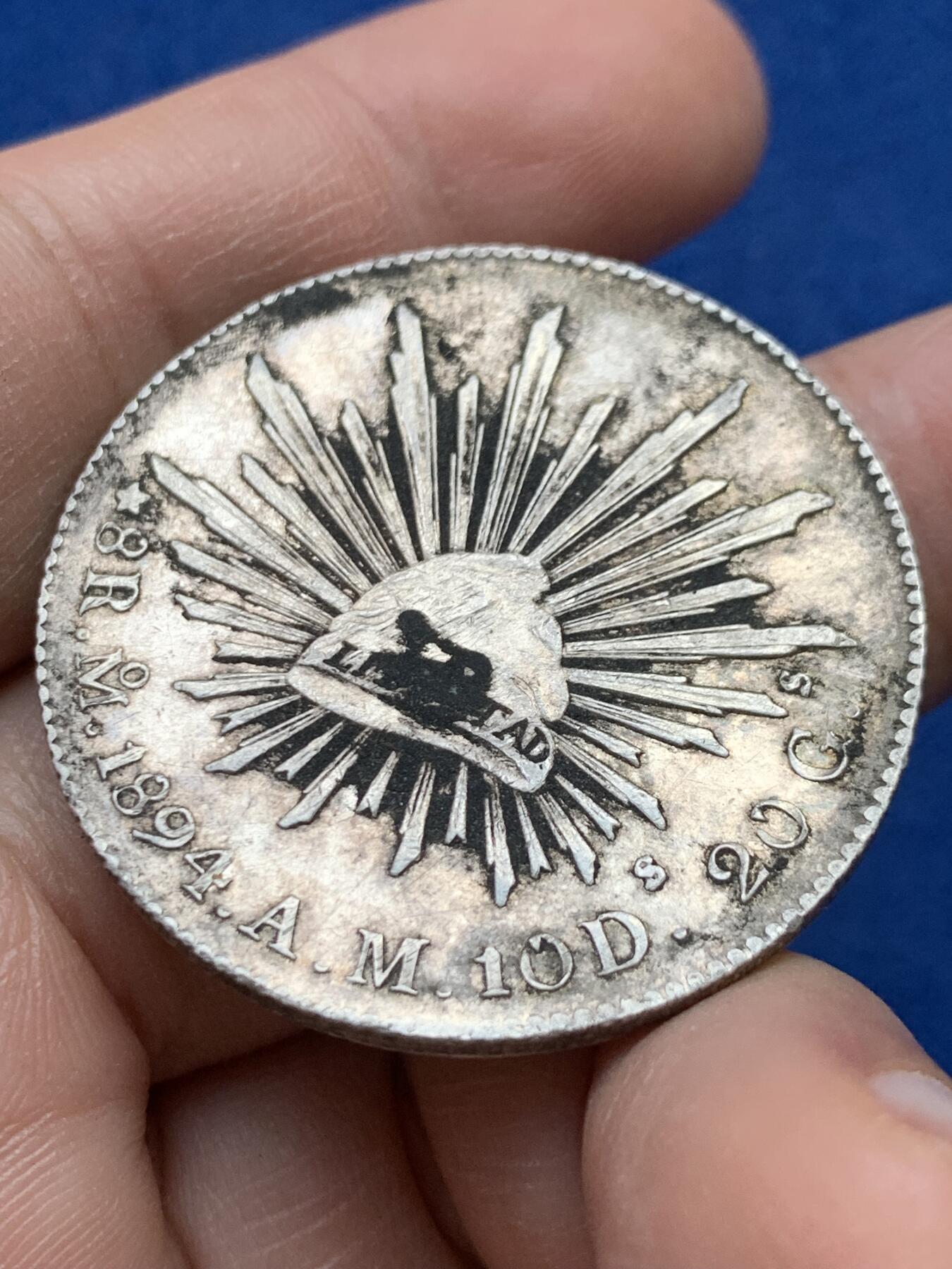 《竞宝斋》第441场 周日，周一，2场连拍 （全场包邮） 墨西哥 1894年 MO AM 花边鹰洋 8R银币 老味道光感高点都不错