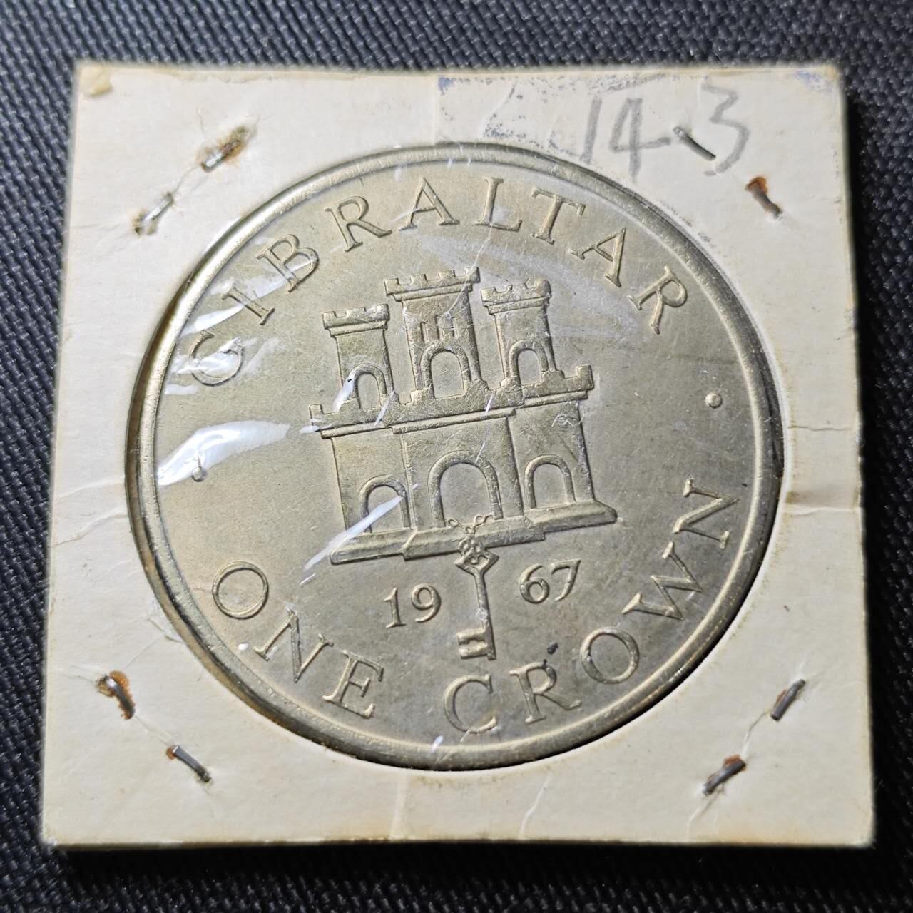 KK钱币收藏小铺 （套币 好品/批量散币 银币）专场  2月预留时间 周末发货  1967直布罗陀1克朗形纪念币