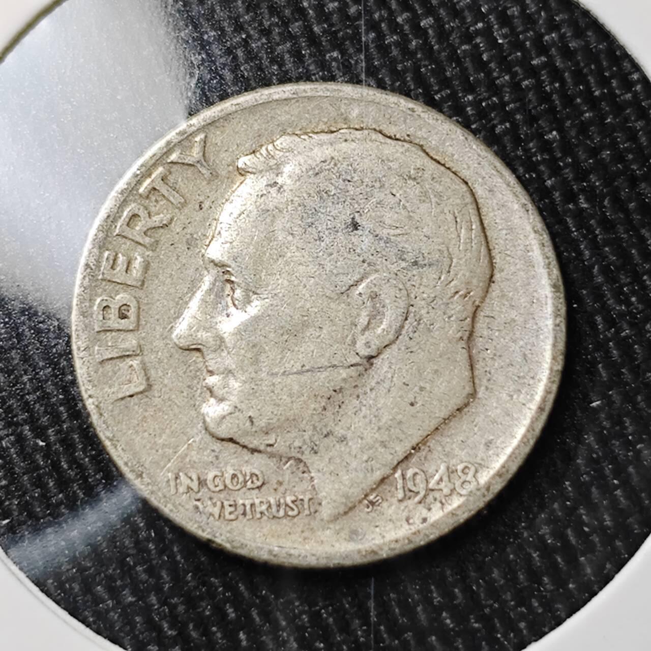 KK钱币收藏小铺 （套币 好品/批量散币 银币）专场  2月预留时间 周末发货   1948美国10分银币