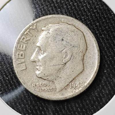 KK钱币收藏小铺 （套币 好品/批量散币 银币）专场  2月预留时间 周末发货 -   1948美国10分银币