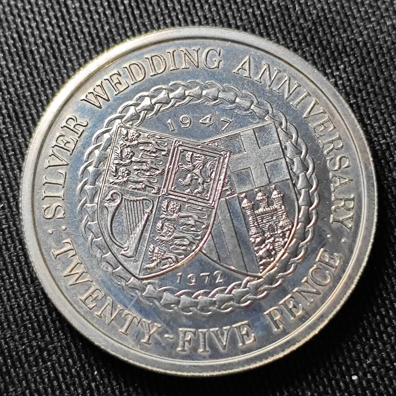 KK钱币收藏小铺 （套币 好品/批量散币 银币）专场  2月预留时间 周末发货  1972马恩岛25便士克朗形纪念币