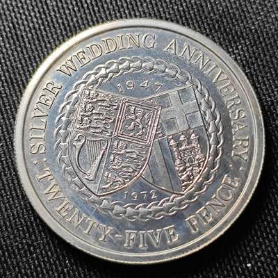 KK钱币收藏小铺 （套币 好品/批量散币 银币）专场  2月预留时间 周末发货 -  1972马恩岛25便士克朗形纪念币