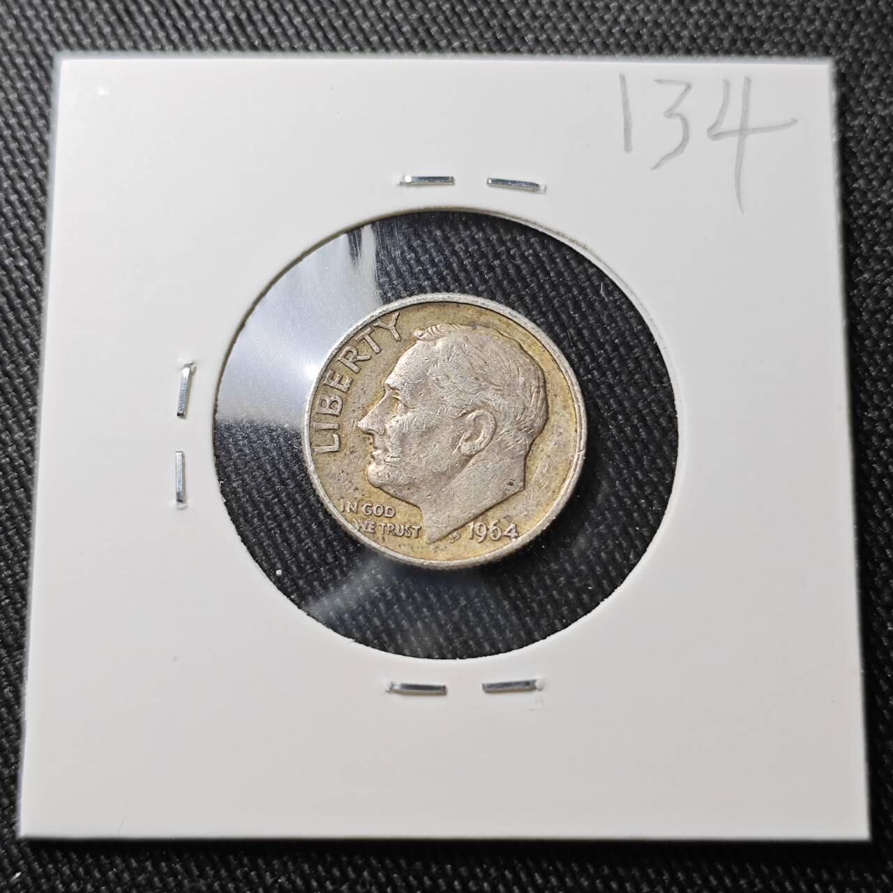 KK钱币收藏小铺 （套币 好品/批量散币 银币）专场  2月预留时间 周末发货   1964美国10分银币