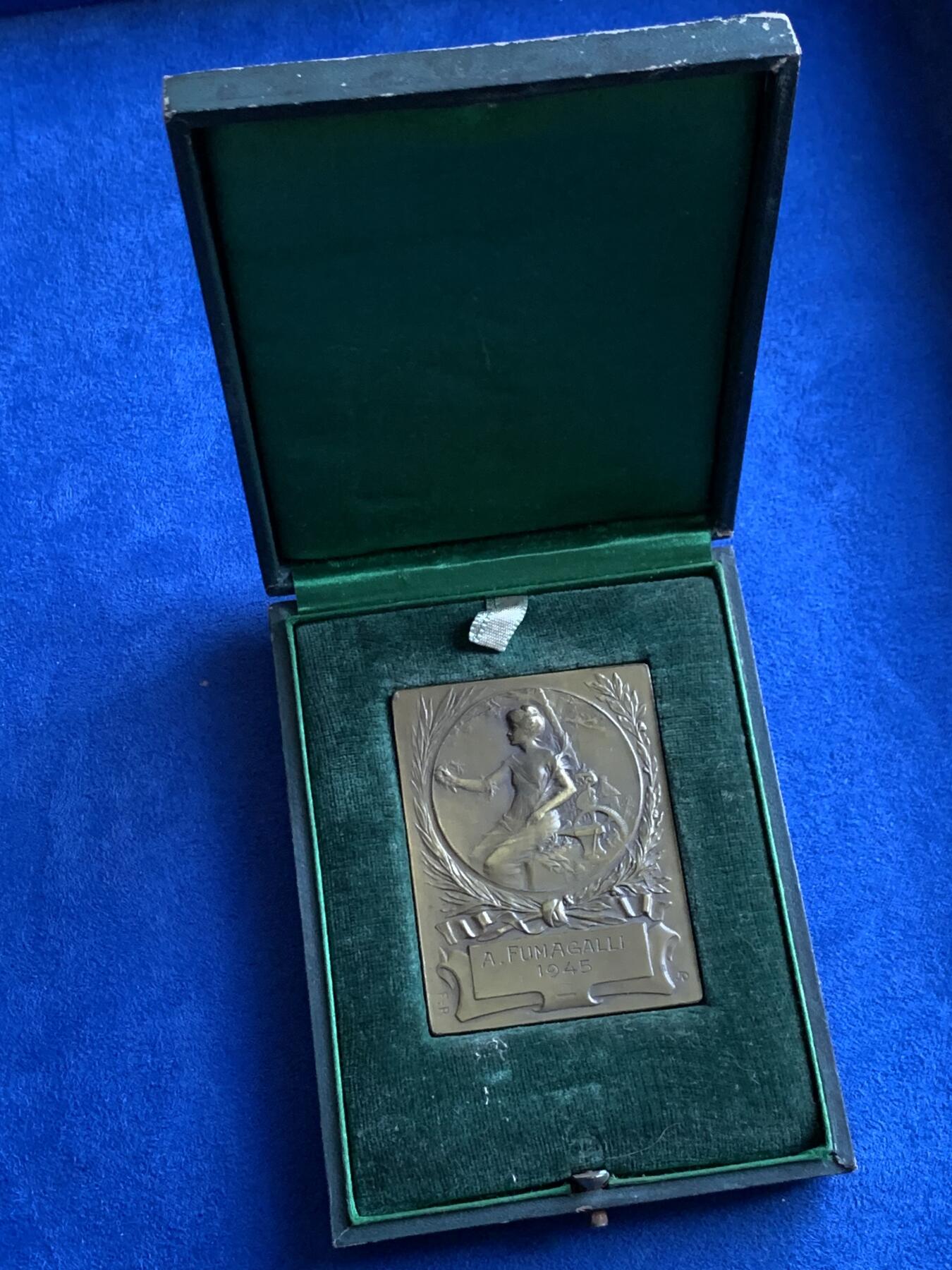 《竞宝斋》第441场 周日，周一，2场连拍 （全场包邮） 法国排水与卫生设施承包商工会纪念铜章 带盒 74克 45.8*59.6mm