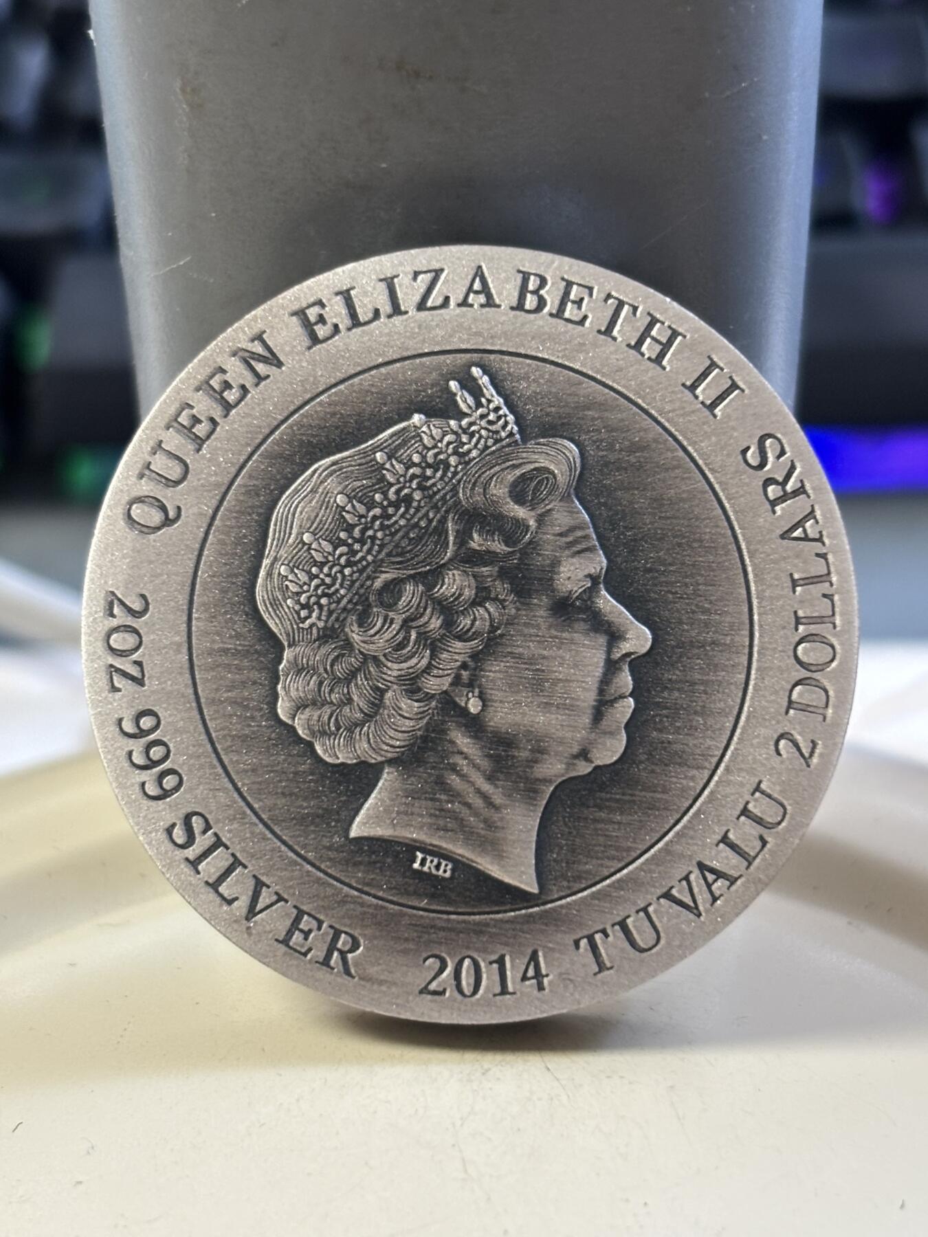 第183期拍卖 图瓦卢2014年奥林匹斯众神2海神波塞冬2盎司纪念银币，999银，发行1500枚