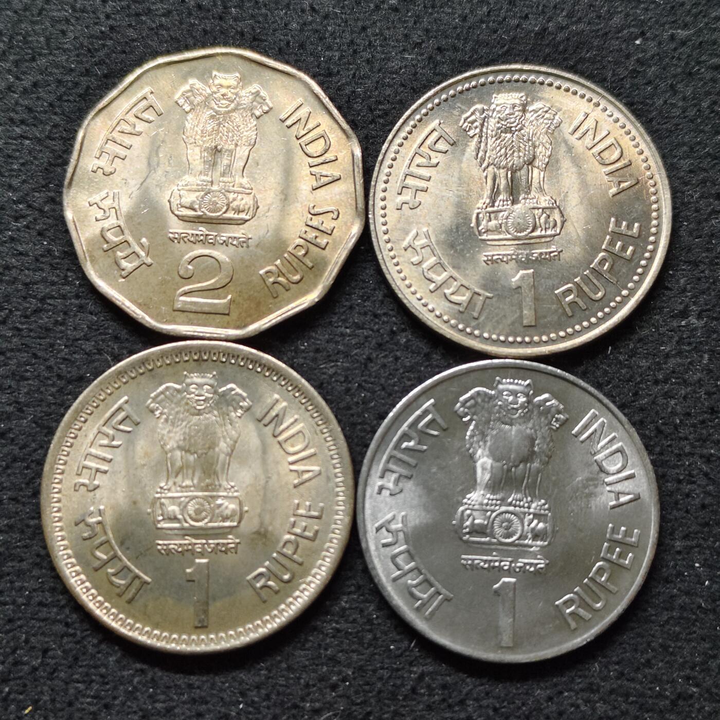 【全场包邮】纯粹捡漏拍480场（免费代拍第17场） 印度现代名人纪念币4枚一组