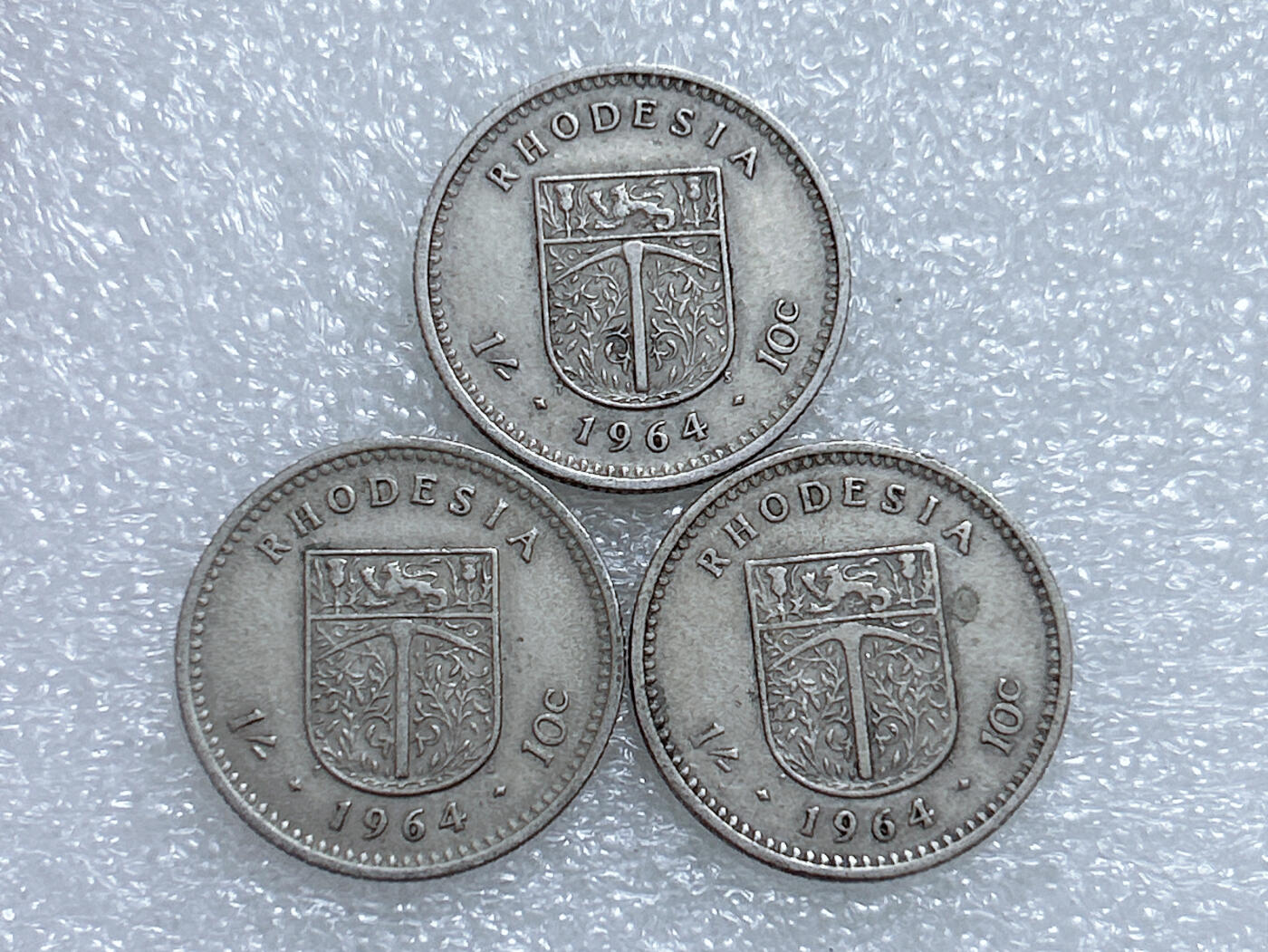 第一海外回流一元起拍收藏 散集专场  第271期 英属罗得西亚1964年10分硬币 3枚