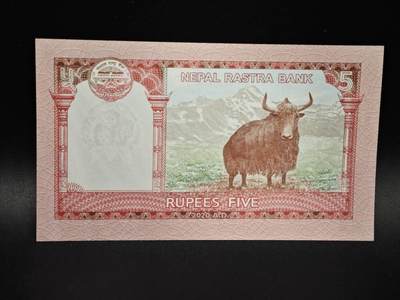 【淘币小摊】实时拍第八百零六拍   纸币场   满百包邮可预留二周 每周一统一发货   - 尼泊尔2020年5卢比纸币