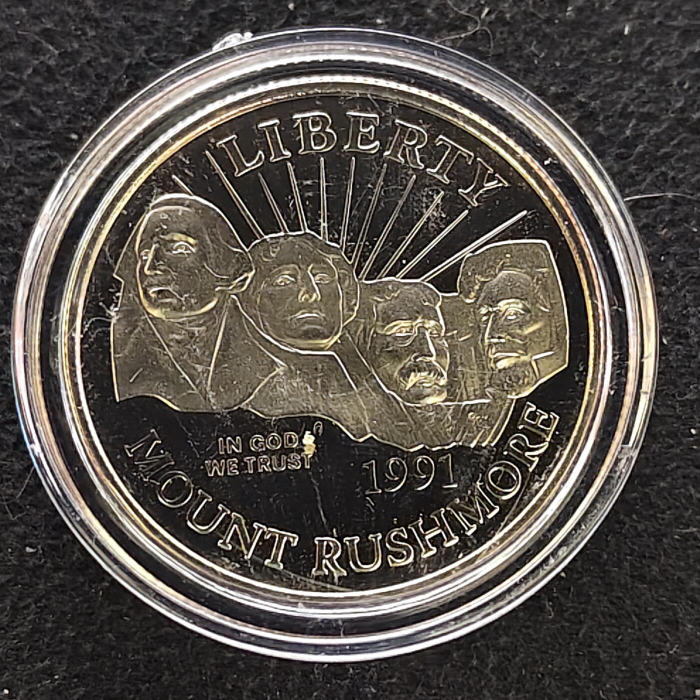 【全场包邮】纯粹捡漏拍480场（免费代拍第17场） 美国1991年半元拉什莫尔山建成50周年精制纪念币